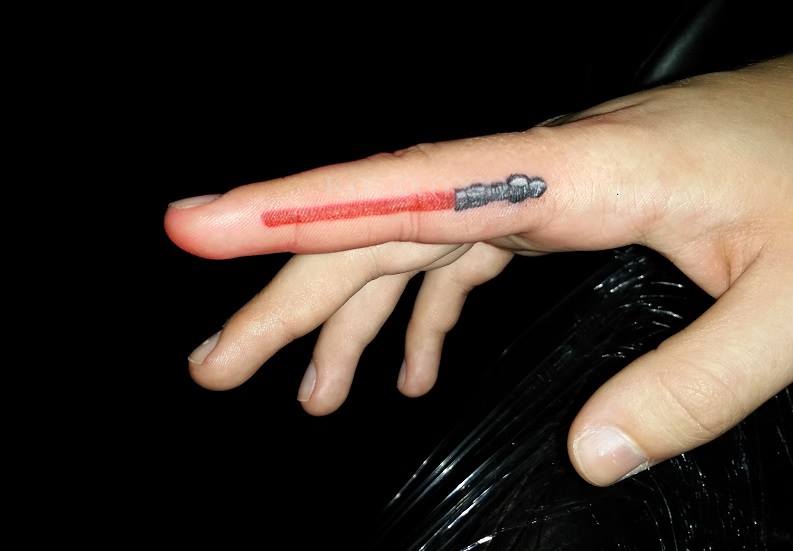 Star wars tattoo finger lightsaber